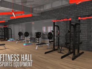 fitness hall - sports equipment 3D Model