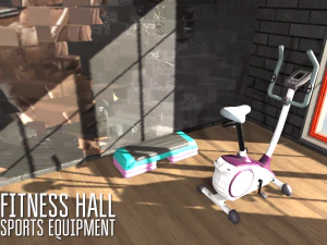 fitness hall - sports equipment 3D Model