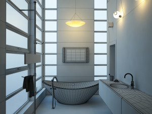 bathroom full furniture and objects Modèle 3D