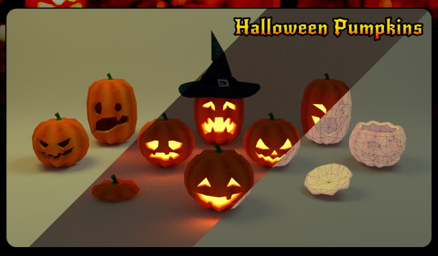 halloween pumpkins pack 3D Модель .c4d .max .obj .3ds .fbx .stl .blend 