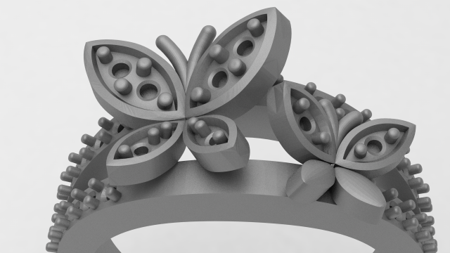 butterfly engagement ring 3D Print Model .c4d .max .obj .3ds .fbx .stl .blend 