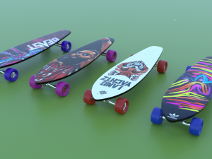 realisitc skateboard longboard 3d Modelo 3D