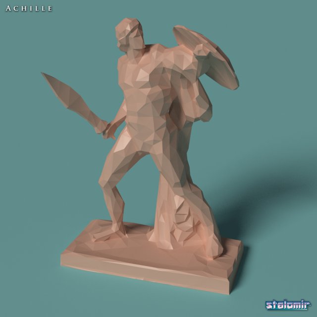 polygonal statue achilles printable 3D 프린트 모델 .c4d .max .obj .3ds .fbx .stl .blend 
