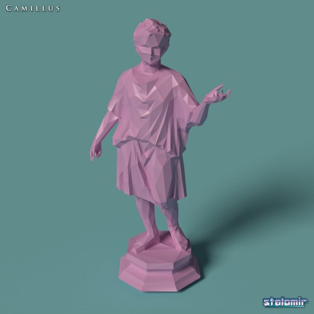 polygonal statue camillus printable 3D Print Model .c4d .max .obj .3ds .fbx .lwo .lw .lws