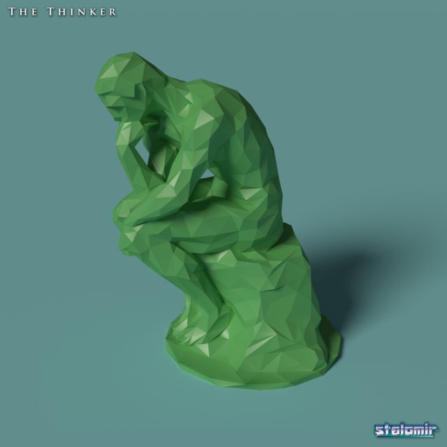 polygonal statue thinker printable 3D Print Model .c4d .max .obj .3ds .fbx .lwo .lw .lws
