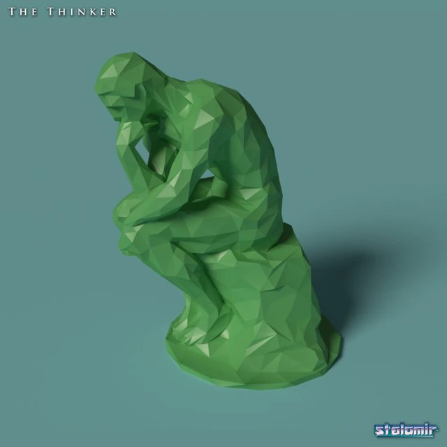 polygonal statue thinker printable 3D Print Model .c4d .max .obj .3ds .fbx .stl .blend 