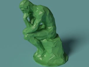 polygonal statue thinker printable 3D Print Model