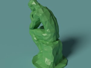 polygonal statue thinker printable 3D Print Model