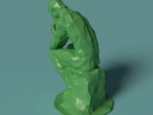 polygonal statue thinker printable 3D Print Model