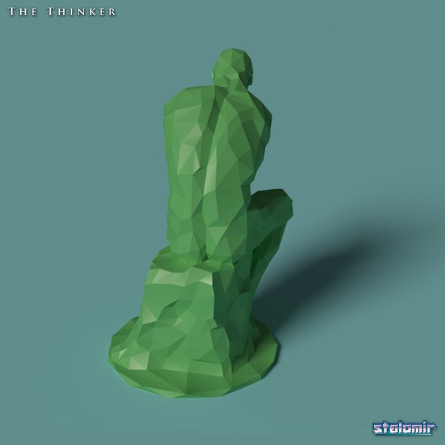 Download polygonal statue thinker printable 3D Model