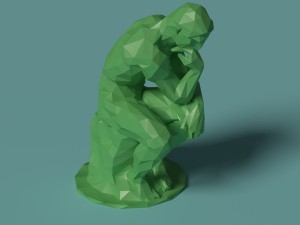 polygonal statue thinker printable 3D Print Model