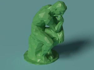 polygonal statue thinker printable 3D Print Model