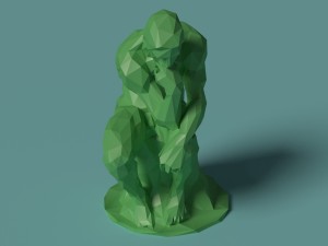 polygonal statue thinker printable 3D Print Model