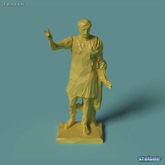 polygonal statue trajan printable 3D 打印模型 .c4d .max .obj .3ds .fbx .stl .blend 