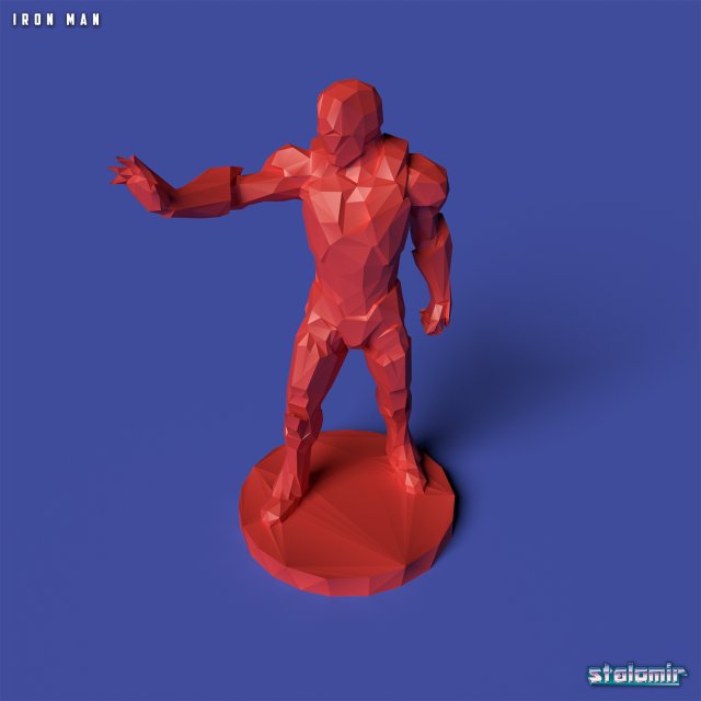polygonal iron man printable figurine 3D Print Model .c4d .max .obj .3ds .fbx .lwo .lw .lws