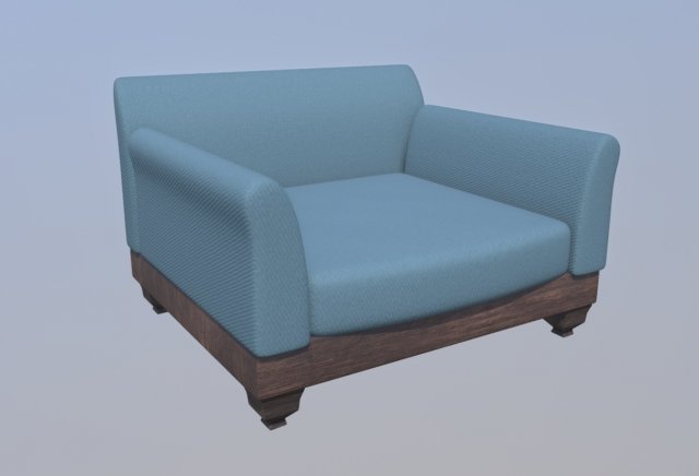blue single couch Modelo 3D .c4d .max .obj .3ds .fbx .stl .blend 