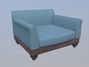 синій односпальний диван 3D Модель
