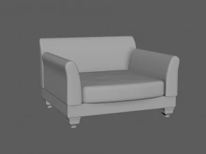 divano singolo blu Modello 3D