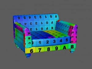 divano singolo blu Modello 3D