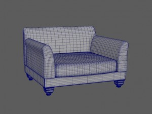 blue single couch Modelo 3D