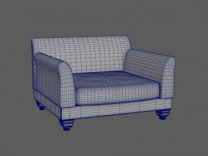 divano singolo blu Modello 3D