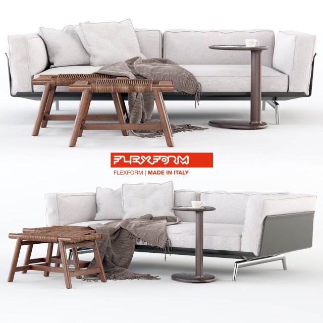 flexform este sofa Modelo 3D .c4d .max .obj .3ds .fbx .stl .blend 
