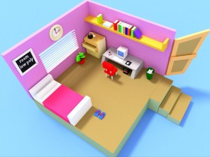 low poly room Modello 3D