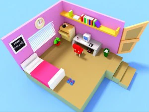 low poly room 3D Model