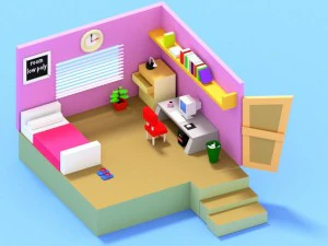 low poly room 3D Model