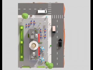 low poly corner coffee shop Model 3D