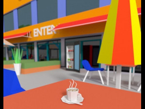 low poly corner coffee shop Model 3D