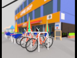 low poly corner coffee shop Model 3D