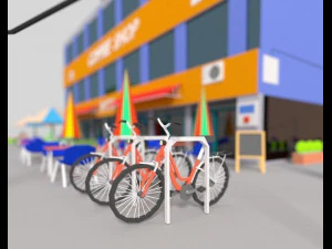 low poly corner coffee shop 3D Model