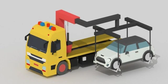 low poly tow truck 3D Model .c4d .max .obj .3ds .fbx .stl .blend