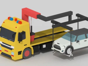 낮은 폴리 견인 트럭 3D 모델