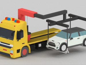 low poly tow truck 3D Model