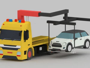 low poly tow truck 3D Model