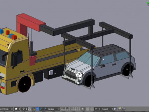 low poly tow truck 3D Model