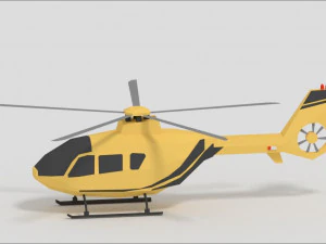 low poly helicopter game ready 3D Model