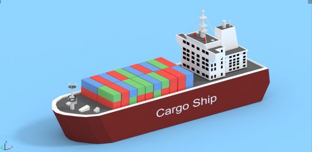 low poly cargo ship game ready Model 3D .c4d .max .obj .3ds .fbx .stl .blend 