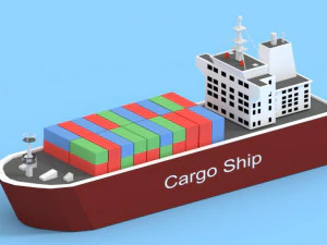 Juego de barco de carga de baja poli listo. Modelo 3D