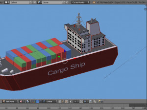 low poly cargo ship game ready Model 3D
