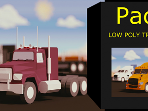 low poly truck usa pack 3D Модель