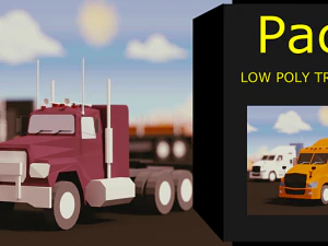 low poly truck usa pack 3D Model