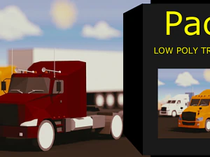 low poly truck usa pack 3D Model