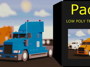 low poly truck usa pack 3D Model