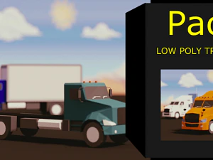 low poly truck usa pack 3D Model