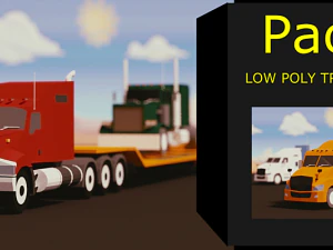 low poly truck usa pack 3D Model