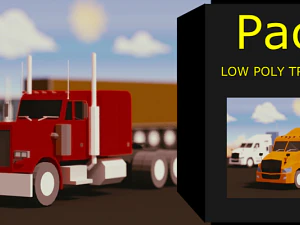 low poly truck usa pack 3D Model