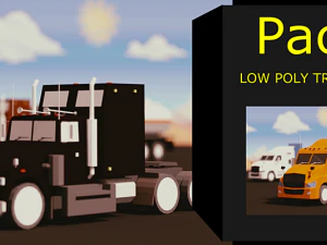 low poly truck usa pack 3D Model